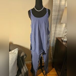 Freepeople- Sleeveless Two-Piece Lounge Set in Dusty Blue